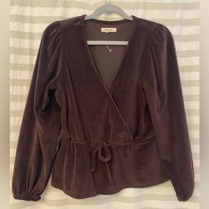 EUC Madewell brown faux wrap top Sz medium